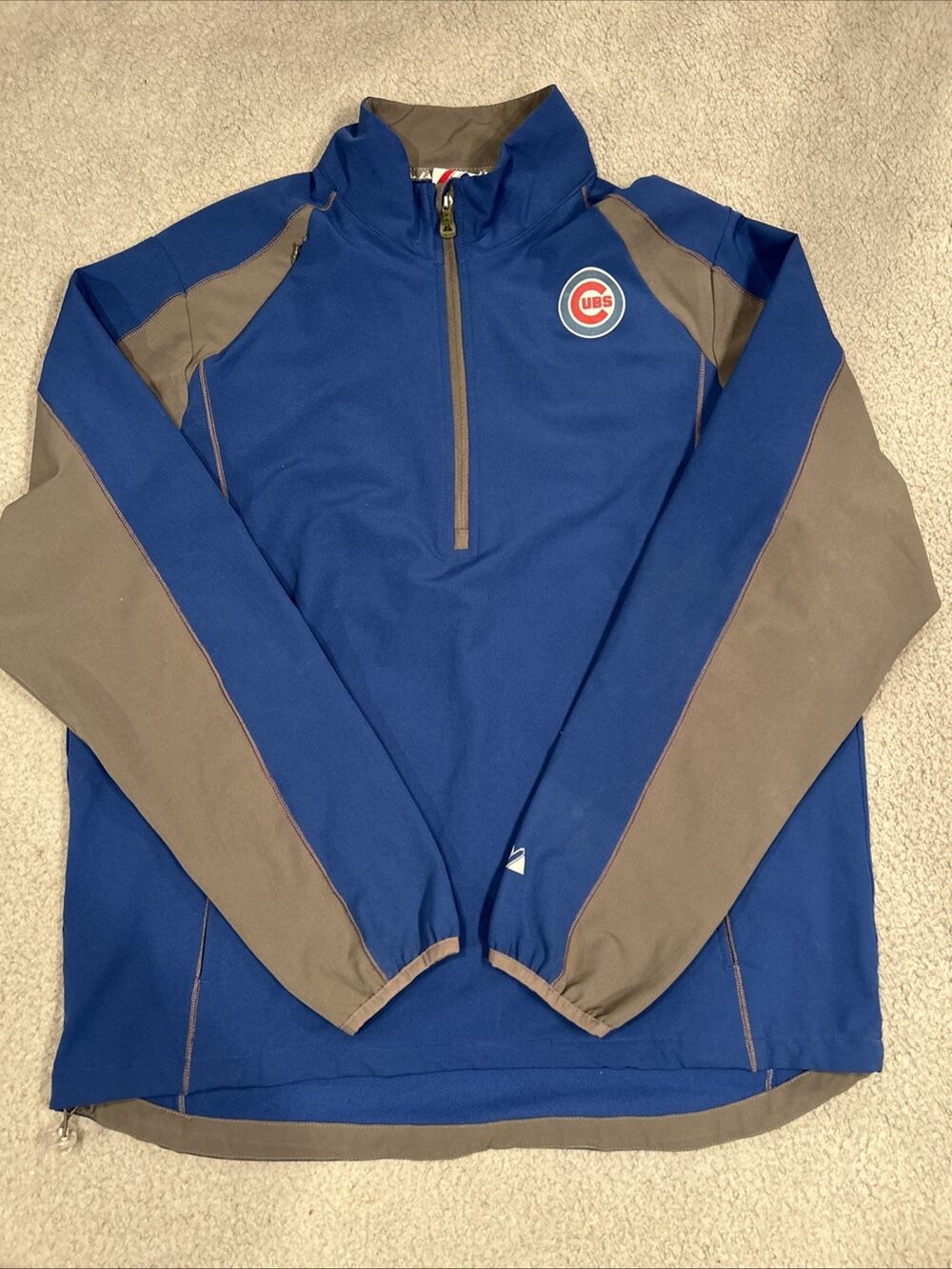 Majestic Chicago Cubs Field Jacket Men's Large Zip Sports Baseball Pullover MLB